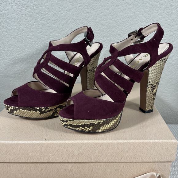 Prada Suede And Snakeskin Heels Sz 36 / US 5.5 w/ Dust Bag & Box - Picture 6 of 16